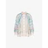 Zimmermann Womens Illuminate Printed Relaxed-fit Silk Shirt Blue Agate Xl In Blue Agate