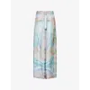 Zimmermann Illuminate Printed Silk Trousers In Blue Agate