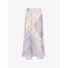 Zimmermann Womens Blue Bandana Lucky Bias-cut Linen Maxi Skirt