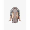 Zimmermann Womens Blue Cream Indienne Ascension Manstyle Graphic-pattern Silk Shirt In Multi