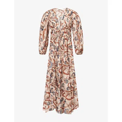 Zimmermann Womens Blue Indienne Floral Ascension Floral-print Cotton Maxi Dress Xs In Cream Paisley