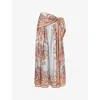 Zimmermann Womens Blue Paisley Floral Aster Scarf-print Silk Midi Skirt In Multi