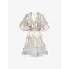 Zimmermann Mini Dress With Printed Intricate Pattern In Blue Paisley