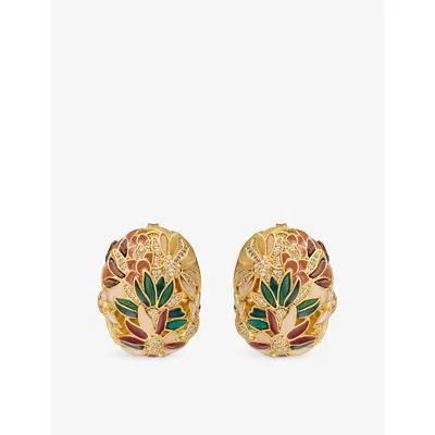 Zimmermann Womens Botanica Crystal-embellished Gold-plated Brass Stud Earrings Mult In Multi