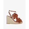 Zimmermann Heel Wedge Sandals Floral Embellishment In Brown