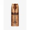Zimmermann Womens Caramel Paisley Luna Wide-leg Silk Trousers Xl In Brown
