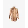 Zimmermann Lucky Brown Shirt With Classic Collar And All-over Floral Print In Silk Woman