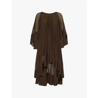Zimmermann Womens Illuminate Pleated Woven Cape Chocolate Xs
