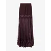 Zimmermann Womens Chocolate Valiant Sheer-panel Silk Maxi Skirt In Brown
