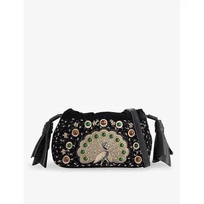 Zimmermann Womens Cloud 91 Peacock Small Velvet Clutch Black