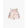 Zimmermann Womens Cream Aviary Floral Tuck Silk-and-cotton Shorts