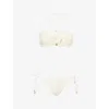 Zimmermann Awaken Embellished Crocheted Cotton Halterneck Bikini In White