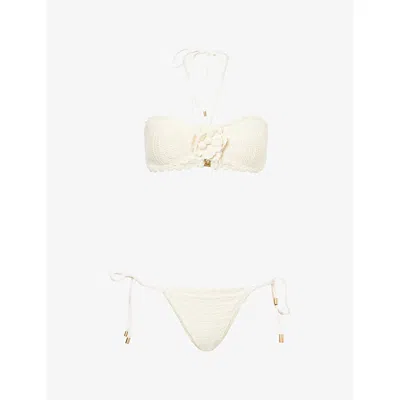 ZIMMERMANN WOMENS CREAM AWAKEN CROCHET FLOWER BIKINI