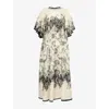 Zimmermann Cream Floral Habotai Silk Rhiannon Maxi Dress In Cream Black Floral