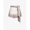 Zimmermann Womens Cream Blue Paisley Luna Scarf-tie Linen Shorts In Multi