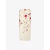 Zimmermann Womens Cream Cascade Hypnotic Floral Linen Midi Skirt