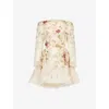 Zimmermann Womens Cream Cascade Hypnotic Lace Linen And Silk Mini Dress In Multi