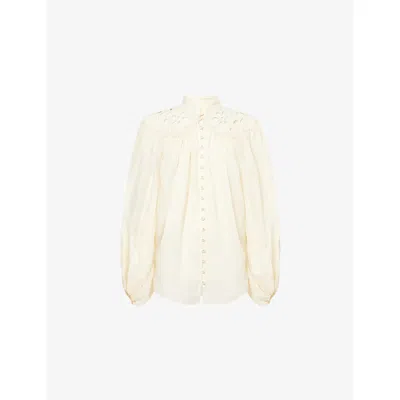 ZIMMERMANN WOMENS CREAM COCO EMBROIDERED WOVEN BLOUSE XS