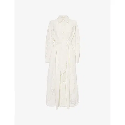 Zimmermann Womens  Dawning Tuck Long-sleeve Midi Dress In Cream