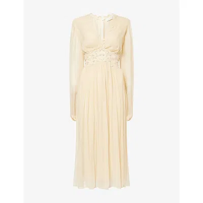 Zimmermann Womens Cream Luna Embroidered Woven Midi Dress In Neutral