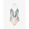 Zimmermann Womens Cream Scarf Floral Indra Crochet-detail One-piece Swimsuit In Multi