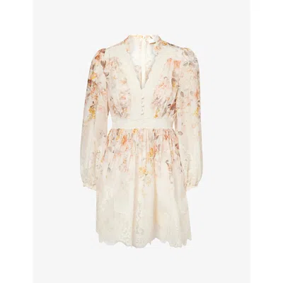 Zimmermann Luna Lace Lantern Dress In Neutral