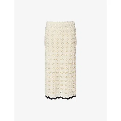 ZIMMERMANN WOMENS CREAM/BLACK RHIANNON COTTON CROCHET MAXI SKIRT XS