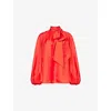 Zimmermann Silk Crush Pussybow Blouse In Red