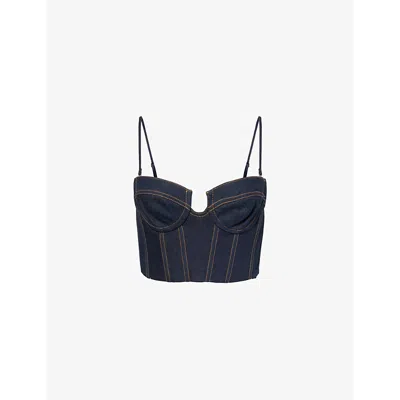 Zimmermann Womens Night Sky Crush Corset Denim Top Xs In Blue