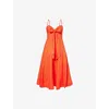 Zimmermann Womens Crush Shoulder-straps Linen Midi Dress Red Xxs In Red