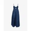 Zimmermann Crush Belted Twist-front Embellished Floral-print Linen And Silk-blend Organza Midi Dress