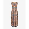 Zimmermann Womens Dark Blue Paisley Mahon Printed Silk Maxi Dress In Animal Print
