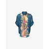Zimmermann Womens Dark Blue Palm Floral Ascension Relaxed-fit Silk Shirt Xs In Multi