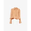Zimmermann Womens Dusty Peach Balance Flutter Frilled-trim Sheer Top Xs In Dusty Peach