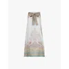 Zimmermann Eden Belted Paisley-print Linen And Silk-blend Organza Maxi Skirt In Blue Paisley