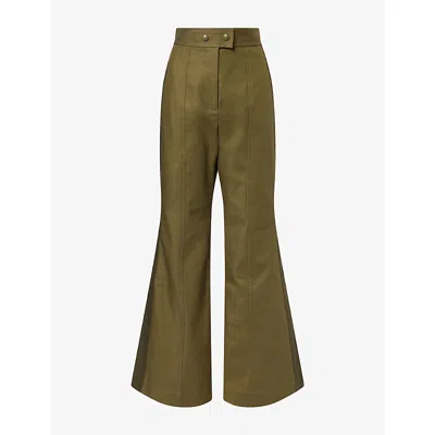 Zimmermann Womens Forest Valiant Flared-leg Cotton Trousers