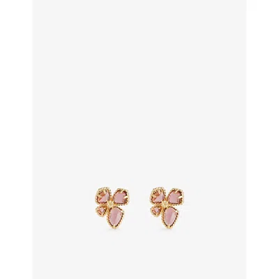 Zimmermann Womens Gold Burgundy Bloom Large Studs 12ct Gold-plated Brass Earrings