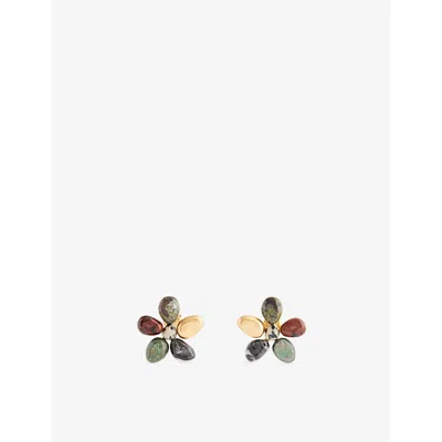 Zimmermann Womens Gold Multi Norma Floral 16ct Gold-plated Brass Stud Earrings