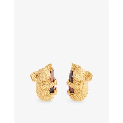 Zimmermann Womens Gold Red Mira Koala 16ct Gold-plated Brass Hoop Earrings