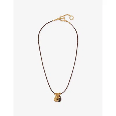 Zimmermann Womens Gold Red Mira Pendant Macrame 16ct Gold-plated Brass Necklac