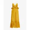 Zimmermann Rhiannon Tiered Ruffle Peplum Silk Maxi Dress In Gold