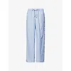 Zimmermann Womens Stripe Snap-button Woven Trousers Hydrangea Stripe Xxs In Blue