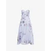 Zimmermann Womens Lilac Poppy Hypnotic Bodice Linen And Silk Midi Dress In Blue