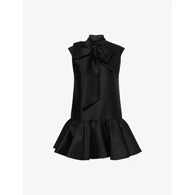 Zimmermann Womens Black Hypnotic Bow Wool And Silk Mini Dress Xxs