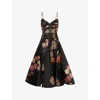 Zimmermann Hypnotic Embellished Belted Cutout Linen And Silk-blend Midi Dress In Black
