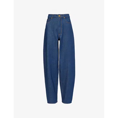 Zimmermann Womens  Barrel-leg Indigo-wash Stretch-denim Jeans In Ink
