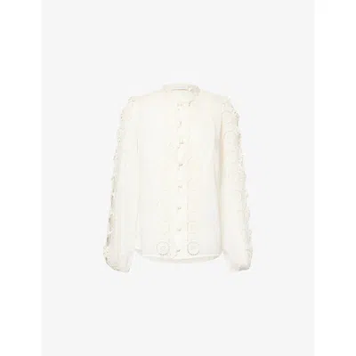 Zimmermann Womens Ivory Lucky Embroidered Cotton Blouse In White