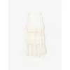 Zimmermann Ivory Embroidered Cotton Lucky Tiered Midi Skirt
