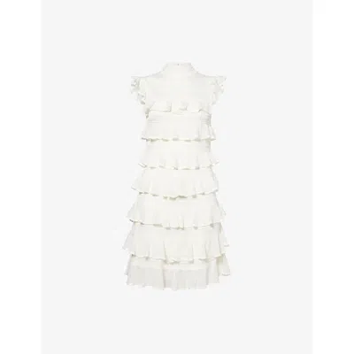 Zimmermann Womens  Luna Lace Frill Knitted Mini Dress In White