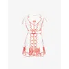 Zimmermann Womens Ivory Red Lucky Embroidered Linen Mini Dress